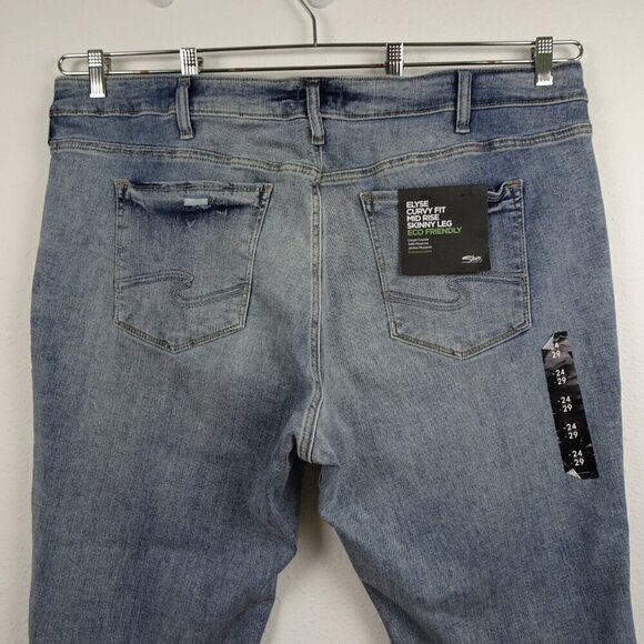 Silver Jeans Elyse Skinny Leg Women's Plus Size 24 Blue Denim Stretch Distressed - Picture 6 of 12